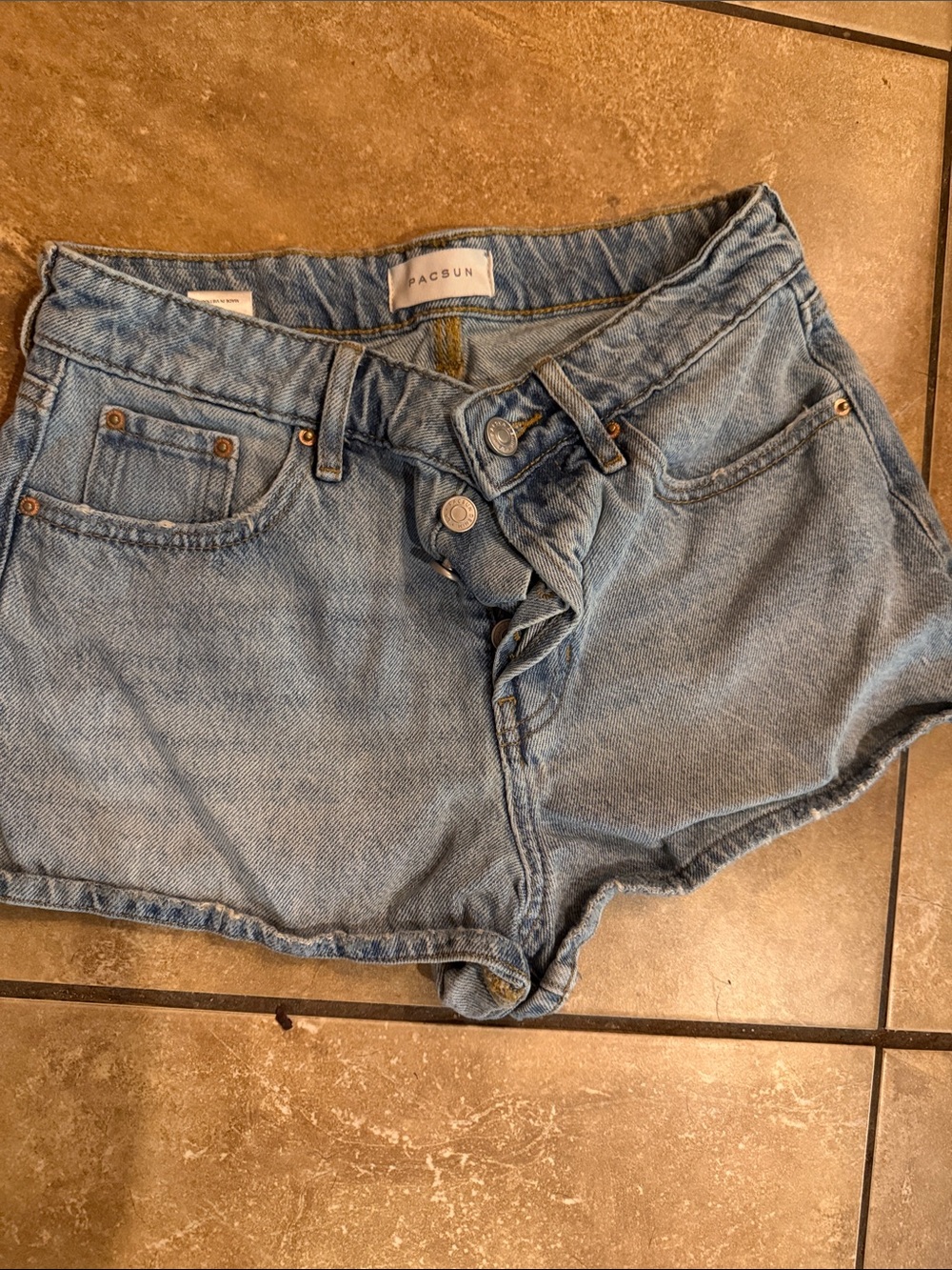 PacSun Light Blue High-Rise Button-Front Denim Shorts